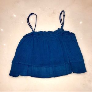 Blue ruffle crop top